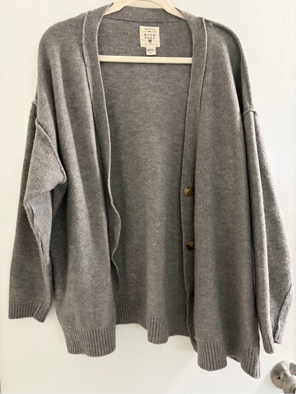 Billabong Oversized Gray Button-Front Cardigan